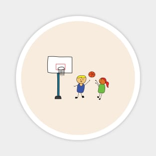 cute kids playing basketball Magnet